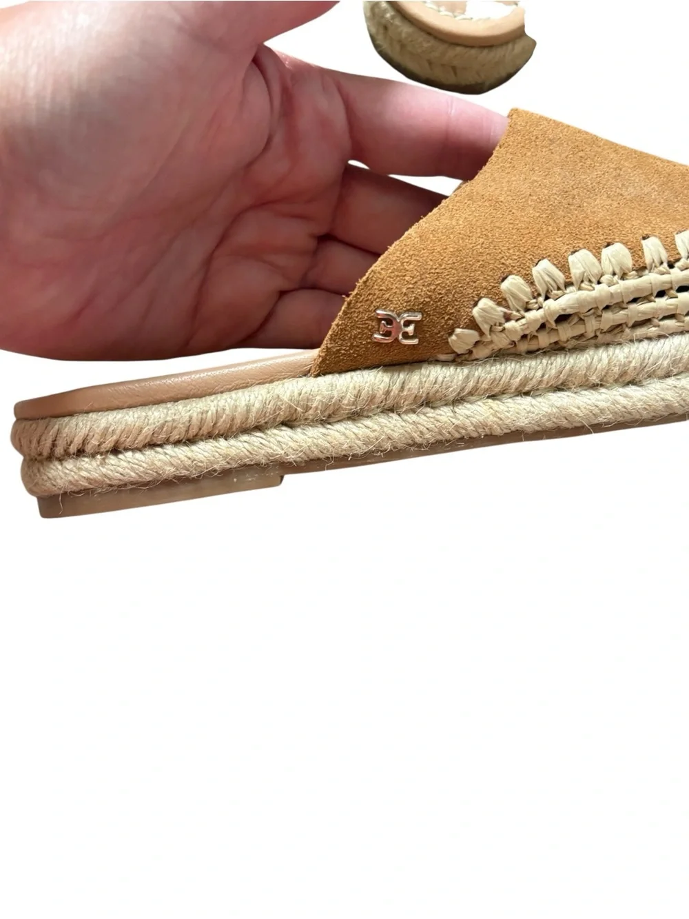 Sam Edelman Austin Suede Espadrille Mules Tan Brown Slip On Size 7.5
